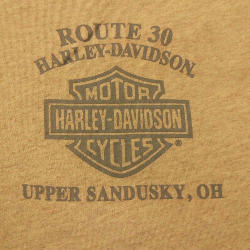 Harley-Davidson tshirt womens M Medium tan v-neck short sleeve 70s hippie style - Picture 4 of 9